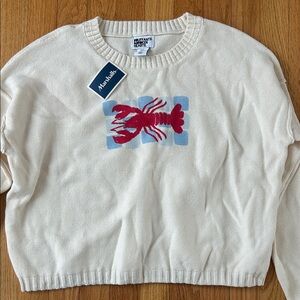 Cream Sweater with Red Lobster Design